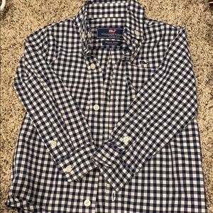 2T Vineyard Vines navy blue gingham dress shirt